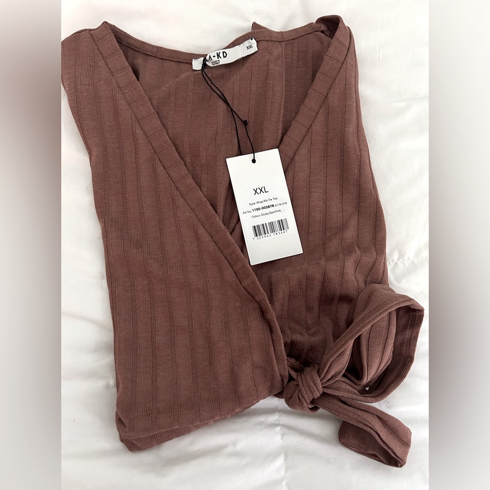 Long Sleeve Ribbed Wrap Top NWT